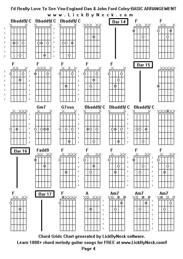 Chord Grids Chart of chord melody fingerstyle guitar song-I'd Really Love To See You-England Dan & John Ford Coley-BASIC ARRANGEMENT,generated by LickByNeck software.